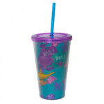 Copo Com Canudo Princesa Jasmine Aladdin 450ml