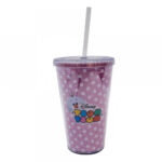 Copo Com Canudo Rosa Anna E Elsa Frozen Tsum Tsum 450ml