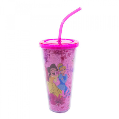 Copo Com Cubos De Gelo Princesas Flores 600ml