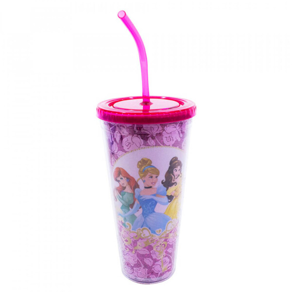 Copo Com Cubos De Gelo Princesas Rosas 600ml