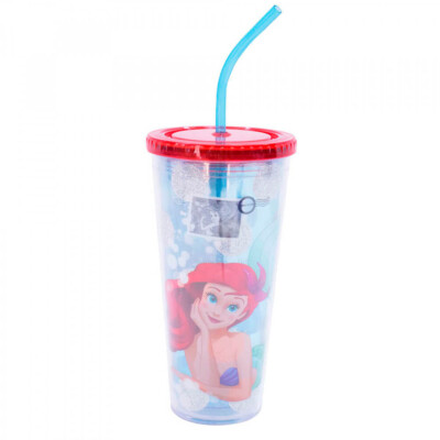 Copo Com Cubos De Gelo Sereia Ariel 600ml