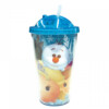 Copo Com Tampa E Canudo Anna Elsa E Olaf Frozen Tsum Tsum 450ml
