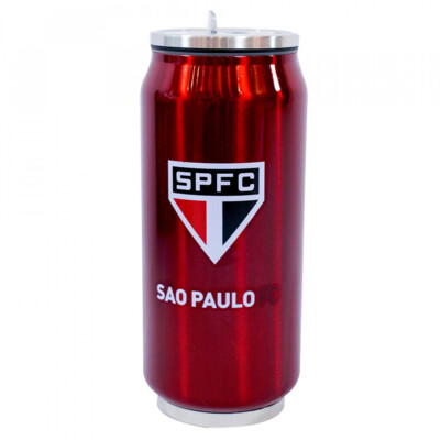 Copo De Inox São Paulo Com Canudo 350ml