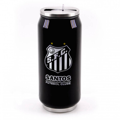 Copo De Inox Santos Com Canudo 350ml