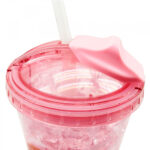 Copo Rosa Com Canudo E Tampa Gel Congelante Anna E Elsa Frozen 450ml