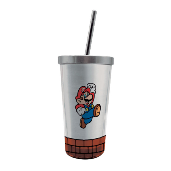 Copo Super Mario Coins Com Canudo 450ml