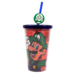 Copo Super Mario Luigi Com Canudo 500ml