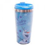 Copo Térmico Azul Com Tampa Anna E Elsa E Olaf Frozen 450ml
