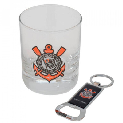 Copo De Vidro Com Abridor Garrafas Corinthians 250ml