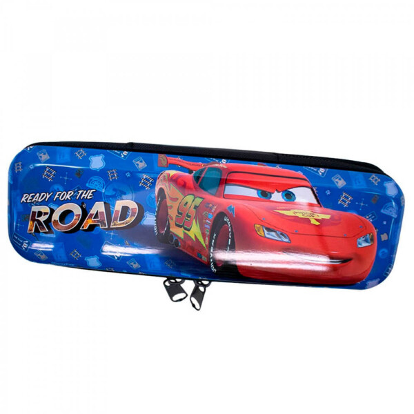Estojo Metal Azul Carros Relâmpago Mcqueen 19x6cm