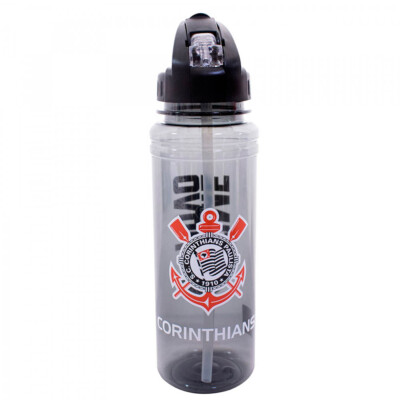 Garrafa De Plástico Corinthians Com Canudo Retrátil 700ml