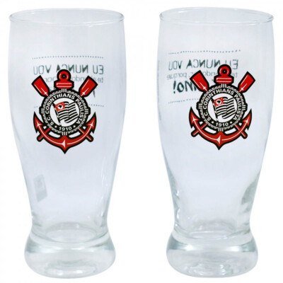 Conjunto 2 Copos Vidro Corinthians 350ml