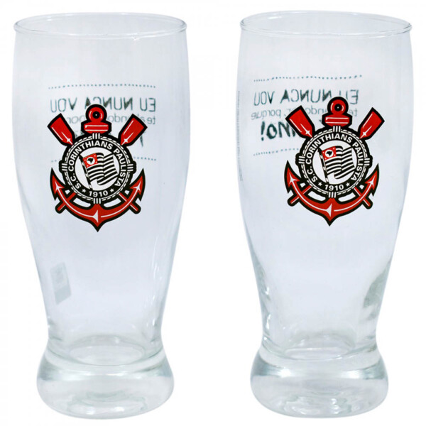 Conjunto 2 Copos Vidro Corinthians 350ml