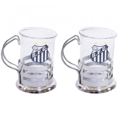 Conjunto Santos Com 2 Canecas De Vidro 100ml