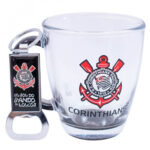 Conjunto Caneca De Vidro Com Abridor De Garrafas Corinthians 370ml