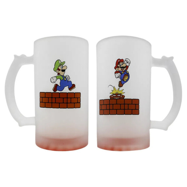 Kit Com 2 Canecas De Chop Mario E Luigi 450ml