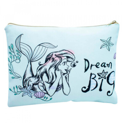Necessaire Pasta Verde Sereia Ariel 31x24cm