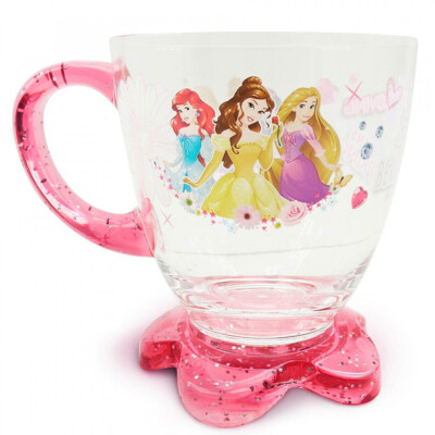 Xícara Acrílico Princesas Com Brilho 300ml