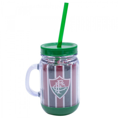 Caneca Fluminense Com Tampa E Canudo 420ml
