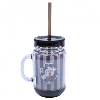 Caneca Vasco Com Tampa E Canudo 420ml