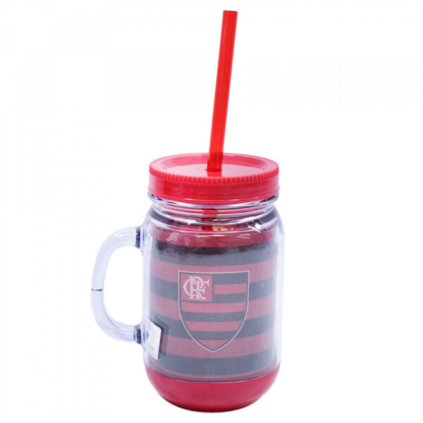 Caneca Flamengo Com Tampa E Canudo 420ml
