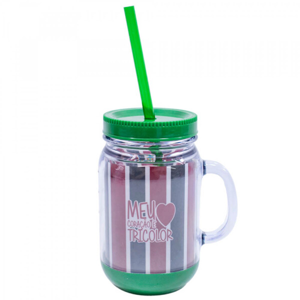 Caneca Fluminense Com Tampa E Canudo 420ml