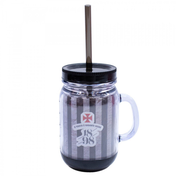 Caneca Vasco Com Tampa E Canudo 420ml