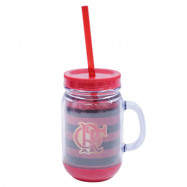 Caneca Flamengo Com Tampa E Canudo 420ml