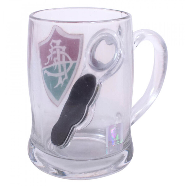 Caneca De Vidro Fluminense + Abridor De Garrafas 380ml