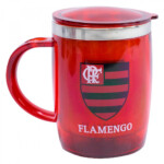 Caneca Térmica Flamengo Com Tampa Redonda 450ml