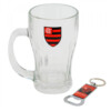 Caneca Vidro Flamengo Com Abridor Garrafas 450ml