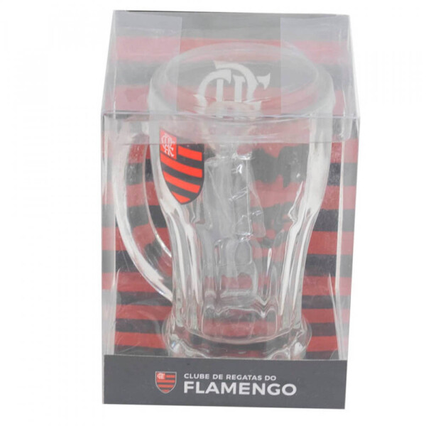 Caneca Vidro Flamengo Com Abridor Garrafas 450ml