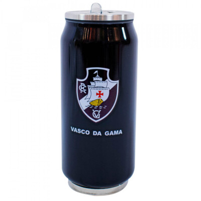 Copo De Inox Vasco Com Canudo 350ml