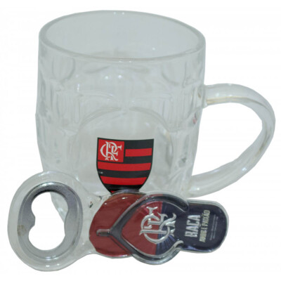 Conjunto Caneca De Vidro Com Abridor De Garrafas 280ml