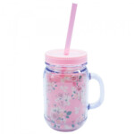 Caneca Com Tampa E Canudo Amor Pra Sempre 420ml