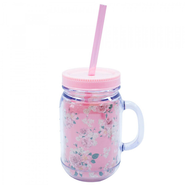 Caneca Com Tampa E Canudo Amor Pra Sempre 420ml