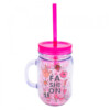 Caneca Com Tampa E Canudo Rosa Fashion 420ml