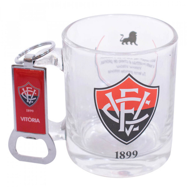 Caneca De Vidro Vitória Com Abridor De Garrafas 350ml