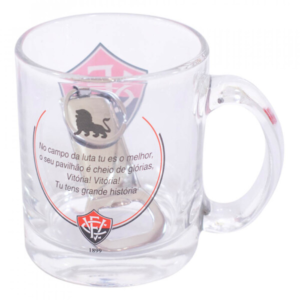 Caneca De Vidro Vitória Com Abridor De Garrafas 350ml