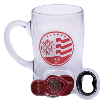 Caneca De Vidro Náutico Com Abridor De Garrafas 380ml