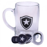 Caneca De Vidro Botafogo Com Abridor De Garrafas 380ml