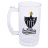 Caneca De Vidro Atlético Mineiro Com Brasão De Metal 470ml