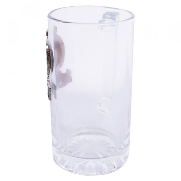 Caneca De Vidro Cruzeiro Com Brasão De Metal 470ml