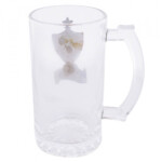 Caneca De Vidro Atlético Mineiro Com Brasão De Metal 470ml