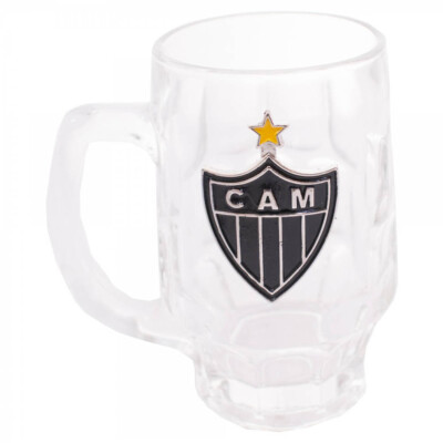 Caneca De Vidro Atlético Mineiro Com Brasão De Time 330ml