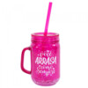 Caneca Pink Com Tampa Canudo Gel Congelante 420ml