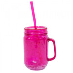 Caneca Pink Com Tampa Canudo Gel Congelante 420ml