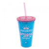 Copo Azul Com Canudo Melhores Amigas 450ml