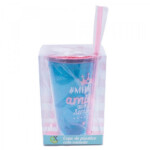 Copo Azul Com Canudo Melhores Amigas 450ml