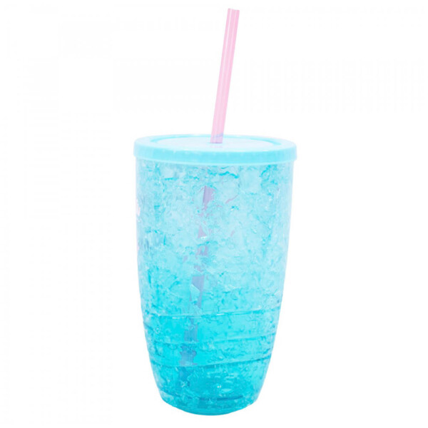 Copo Canudo Azul Gel Congelante 500ml